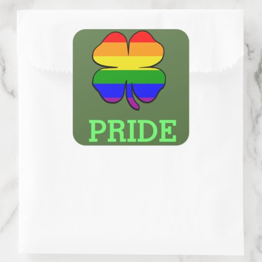 ゲイプライドレインボー国旗のシャムロック スクエアシール (バッグ)