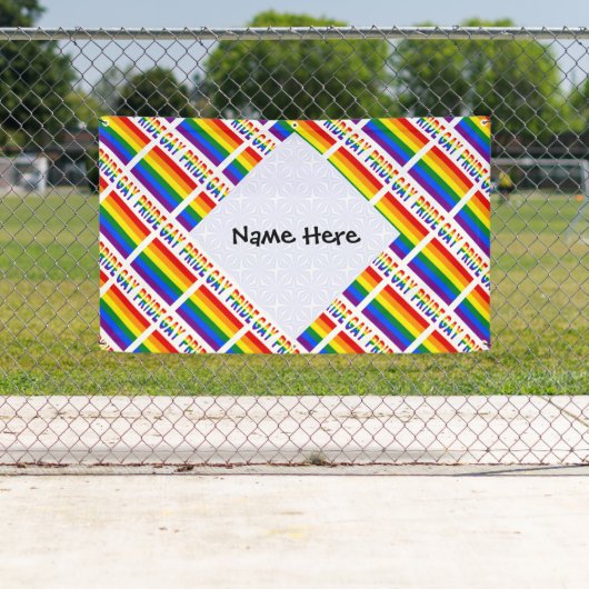 ゲイプライドレインボー国旗のタイル張り黒パーソナライズされた 横断幕 (インサイチュ)