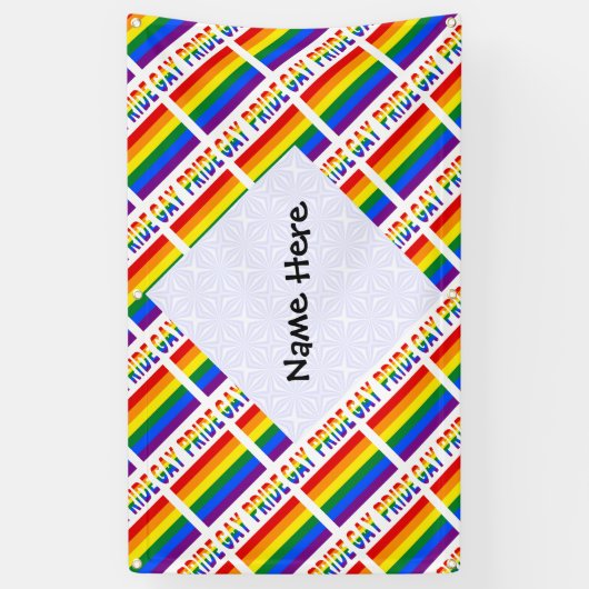 ゲイプライドレインボー国旗のタイル張り黒パーソナライズされた 横断幕 (縦)