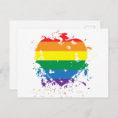 ゲイプライドレインボー国旗のハート 案内ポストカード (正面/裏面)