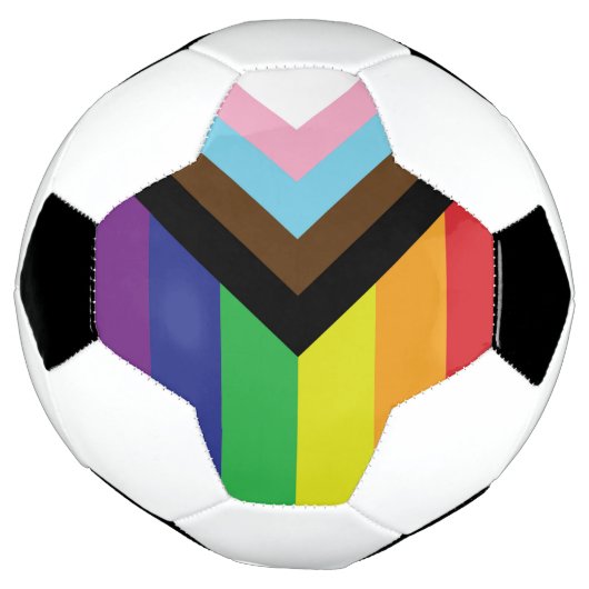ゲイプライドレインボー国旗のプログレッシブLGBTQIA+ サッカーボール (回転)
