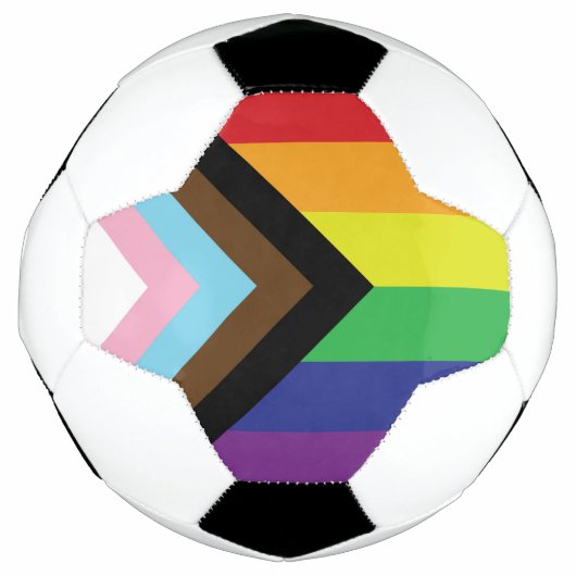 ゲイプライドレインボー国旗のプログレッシブLGBTQIA+ サッカーボール (正面)