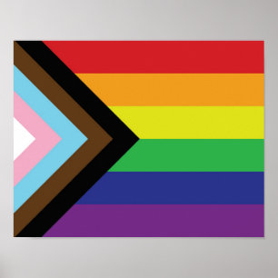 ゲイプライドレインボー国旗のプログレッシブLGBTQIA+ ポスター