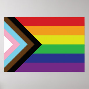 ゲイプライドレインボー国旗のプログレッシブLGBTQIA+ ポスター