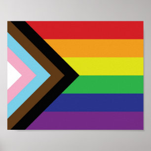ゲイプライドレインボー国旗のプログレッシブLGBTQIA+ ポスター