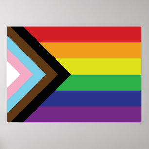 ゲイプライドレインボー国旗のプログレッシブLGBTQIA+ ポスター