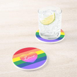 ゲイプライドレインボー国旗ハートLGBTQ コースター