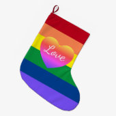ゲイプライドレインボー国旗LGBTQ ラージクリスマスストッキング (正面 (吊り時))