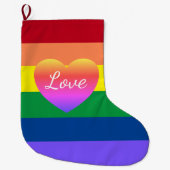 ゲイプライドレインボー国旗LGBTQ ラージクリスマスストッキング (正面)