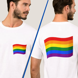 ゲイプライドレインボー国旗LGBTQ LGBTフロント/バックプリント Tシャツ