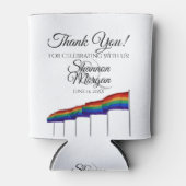 ゲイプライドレインボー旗結婚式の引き出物サンキュー 缶クーラー (正面)