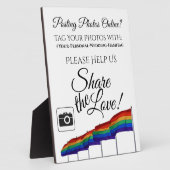 ゲイプライドレインボー結婚の写真共有ハッシュタグサイン フォトプラーク (側面)