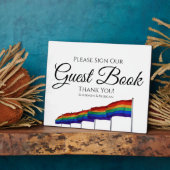 ゲイプライドレインボー結婚ズゲストブックサイン フォトプラーク (側面)