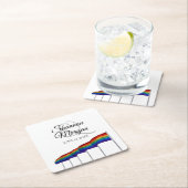 ゲイプライドレインボー結婚フラッグスのコースター スクエアペーパーコースター (インサイチュ)