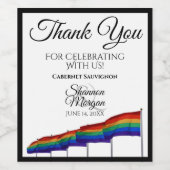 ゲイプライドレインボー結婚フラッグボトルラベル ワインラベル (シングルラベル)