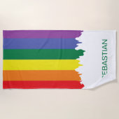 ゲイプライドレインボー絵を描ン ビーチタオル (正面)