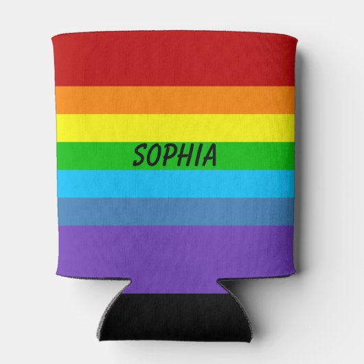 ゲイプライドレインボー缶またはボトルホルダー名前をカスタムする 缶クーラー (裏面)