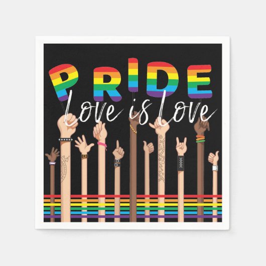ゲイプライドレインボーLGBTパーティーナプキン スタンダードカクテルナプキン (正面)
