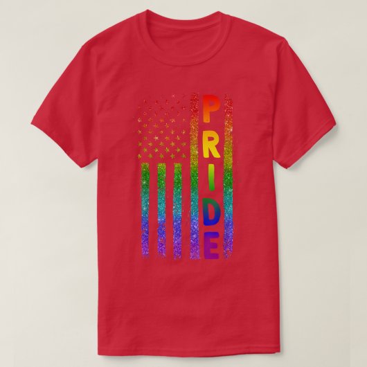ゲイプライドレズビアンUSA国旗Lgbt Tシャツ (デザイン正面)