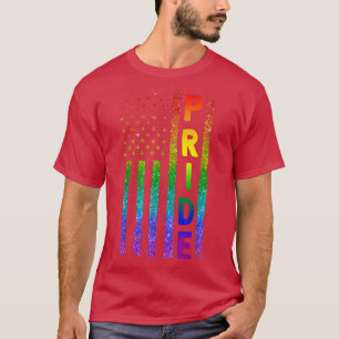 ゲイプライドレズビアンUSA国旗Lgbt  Tシャツ