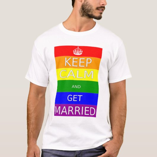 ゲイプライド保落ち着いて取得結婚した Tシャツ (正面)