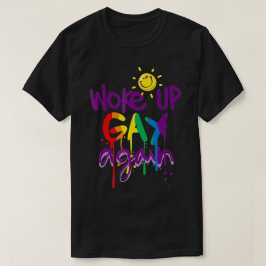 ゲイプライド再びゲイおもしろいLGBT Tシャツ (デザイン正面)
