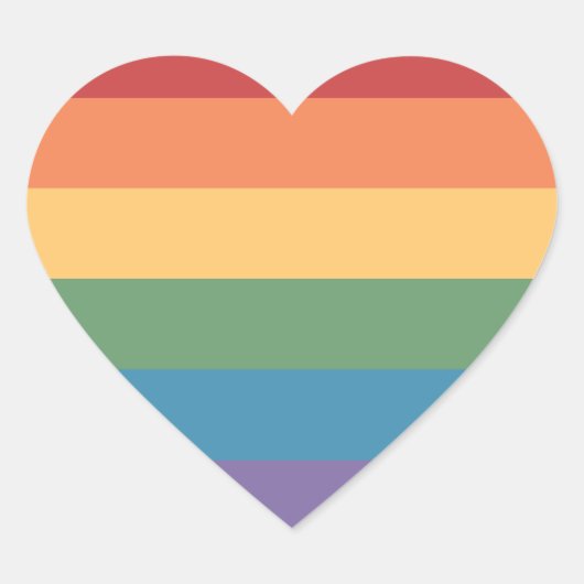 ゲイプライド国旗のハート ハートシール (正面)