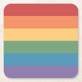ゲイプライド国旗の掲揚スクエア スクエアペーパーコースター (正面)