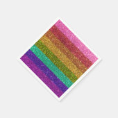 ゲイプライド国旗ストライプのグリッターレインボーLGBTQIA スタンダードカクテルナプキン (角)