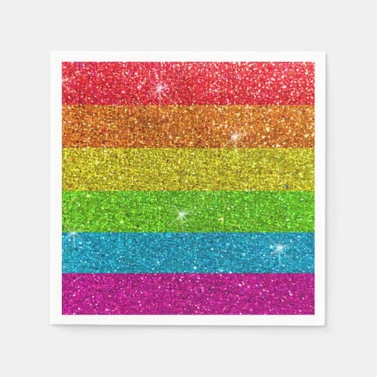 ゲイプライド国旗レインボーグリッターカラーLGBTQIA スタンダードカクテルナプキン (正面)