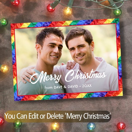 ゲイプライド国旗レインボー旗フォトフレーム文字LGBTQ カード