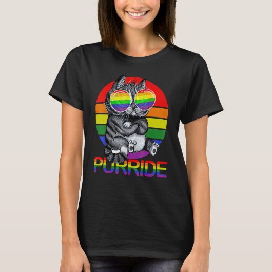 ゲイプライド女性男性用Lgbtパパ猫クリッド Tシャツ (正面)