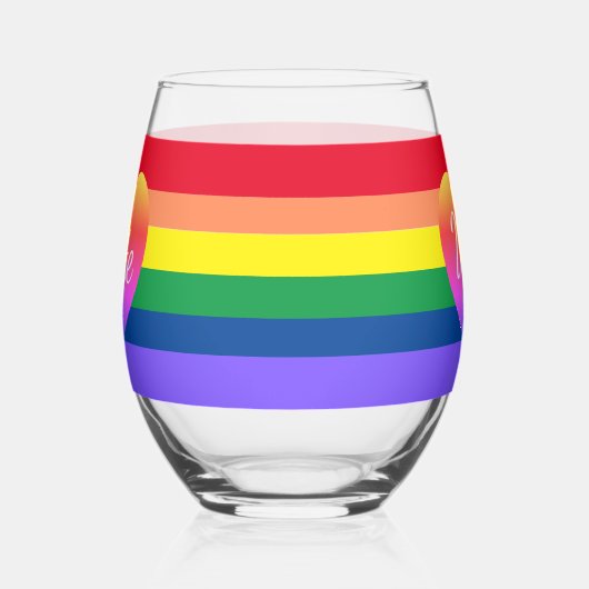 ゲイプライド投票レインボーLGBTQ 2024選挙 ステムなしワイングラス (左)