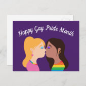 ゲイプライド月レズビアンガールズロマンチックキス ポストカード (正面/裏面)