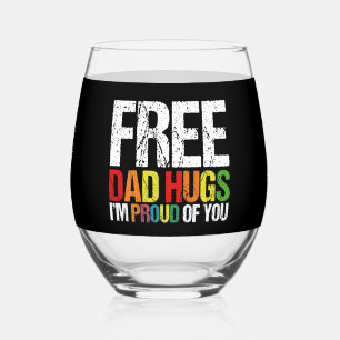 ゲイプライド月間に父の愛を込めて I'm Proud Of You Free Dad Hugs ステムなしワイングラス