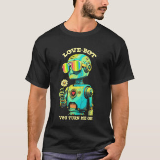 ゲイプライド月間 ロボット ラブボット ネิร์ド レインボー ギーク Tシャツ