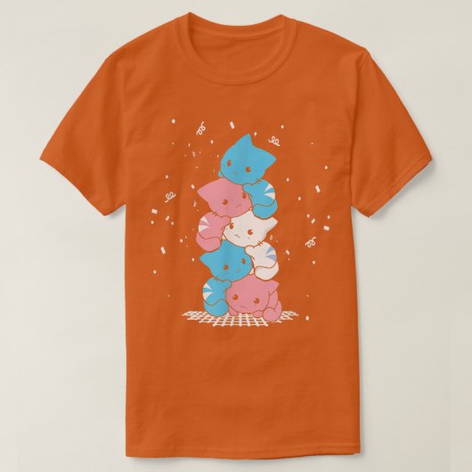 ゲイプライド猫LGBTかわいい猫が集まるかわいいアニメレイン Tシャツ (デザイン正面)