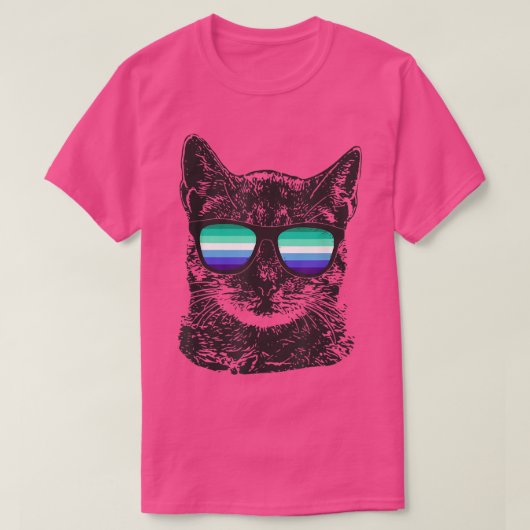 ゲイプライド猫LGBTサングラス Tシャツ (デザイン正面)