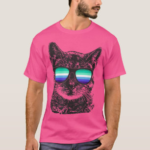 ゲイプライド猫LGBTサングラス Tシャツ