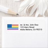 ゲイプライド米国国旗 – 紅白&レインボー – w/アウトライン ラベル (インサイチュ)