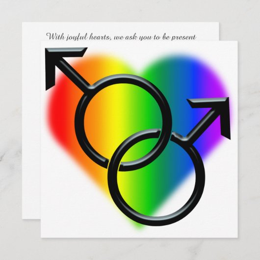 ゲイプライド結婚式招待状レインボーラブカード 招待状 (正面/裏面)