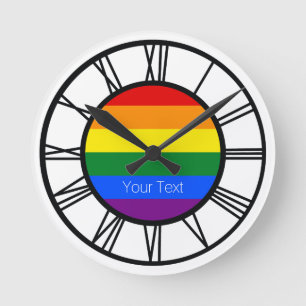 ゲイプライド虹国旗LGBTパーソナライズされた ラウンド壁時計