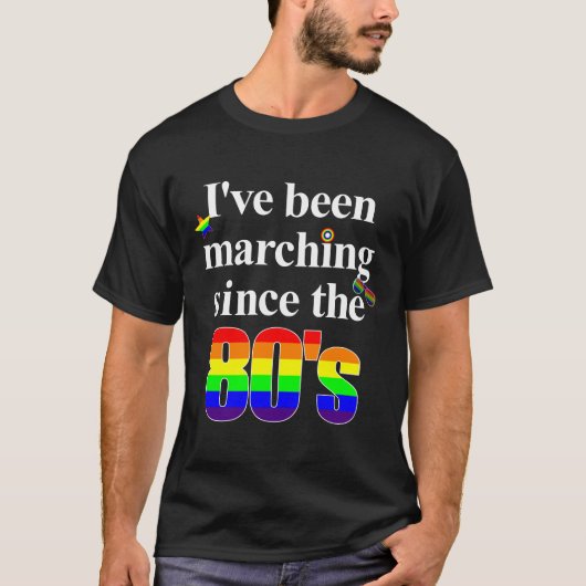 ゲイプライド行進LGBTの八十年代 Tシャツ (正面)
