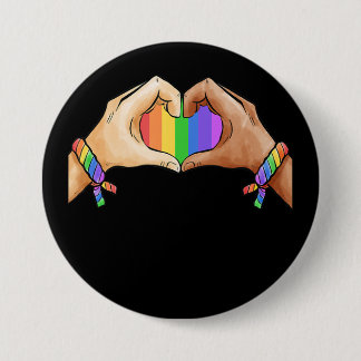 ゲイプライド衣料品LGBTレインボーフラグTハート 缶バッジ
