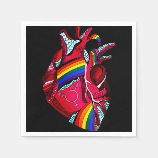 ゲイプライド衣料品LGBTレインボーフラッグTシャツティーH スタンダードカクテルナプキン (正面)