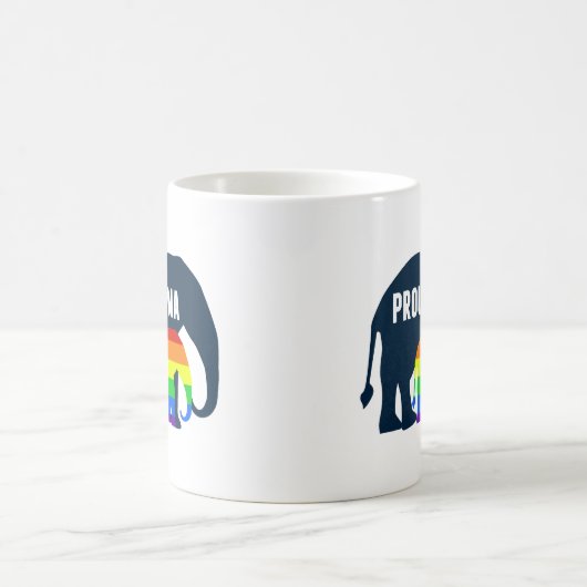 ゲイプライド誇りを持ったマママゾウ虹LGBTQ コーヒーマグカップ (中央)