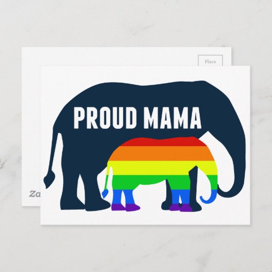 ゲイプライド誇りを持ったマママゾウ虹LGBTQ ポストカード (正面/裏面)