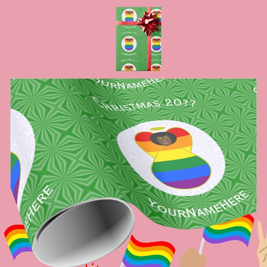 ゲイプライド・アフリカのエンジェル・クリスマス国旗がパーソナライズ ラッピングペーパー