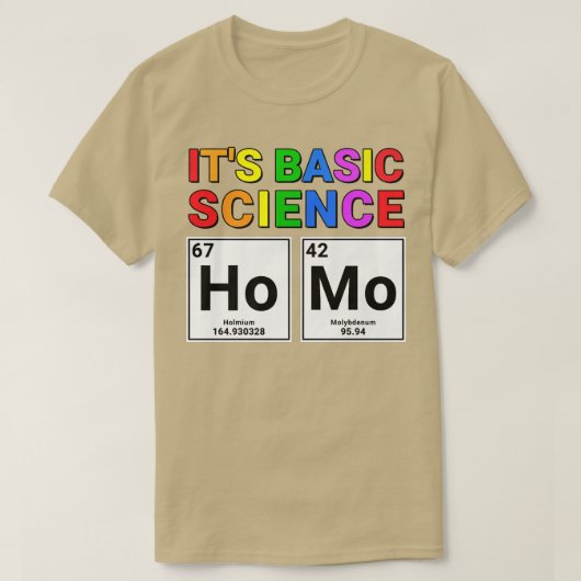 ゲイプライド・アリー・ホモIt's Basic Science Periodic Ta Tシャツ (デザイン正面)