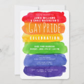 ゲイプライド ウォーターカラーレインボー招待状 招待状 (正面)